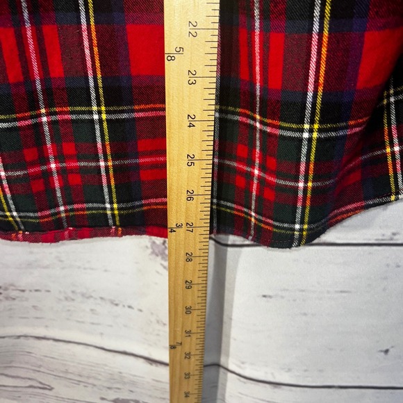 LLBean Relaxed Fit Flannel Shirt Red Plaid Cotton Button Down Long Sleeve Mens L - Picture 13 of 14